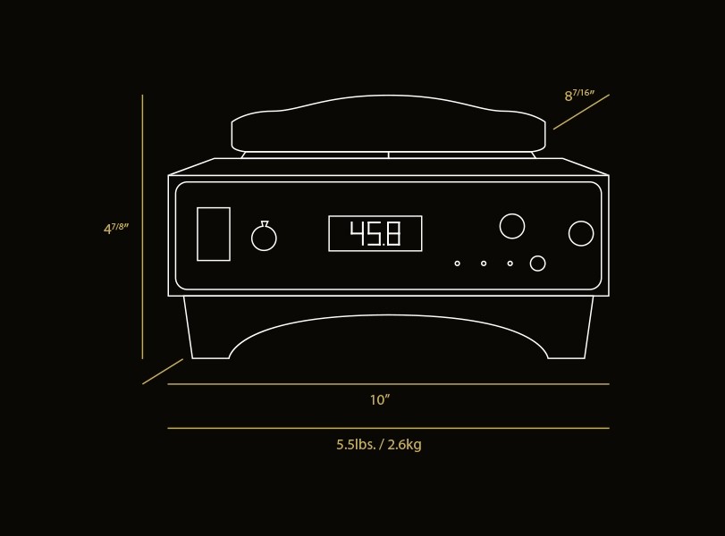 Line drawing of the ThermoMed published by Thermosurgery Technologies with its dimensions